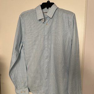 Men’s Express Extra Slim Fit White and Blue Button Up Shirt Large